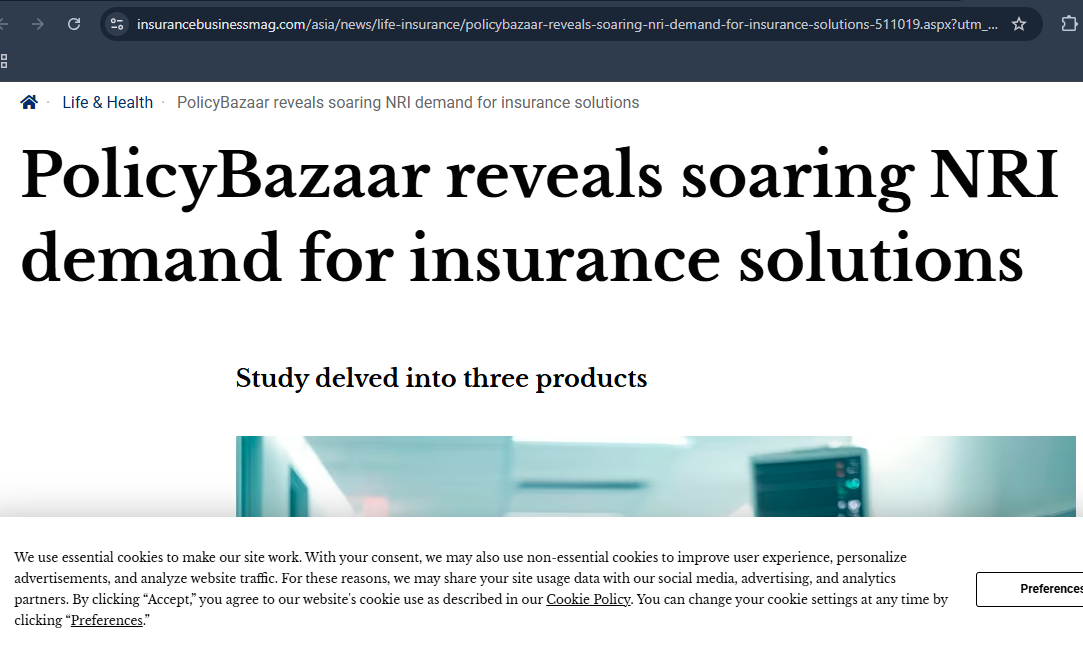 A recent study by PolicyBazaar reveals a 50% surge in NRI insurance customers over the past two years, particularly across term life, health, and investment-linked products.