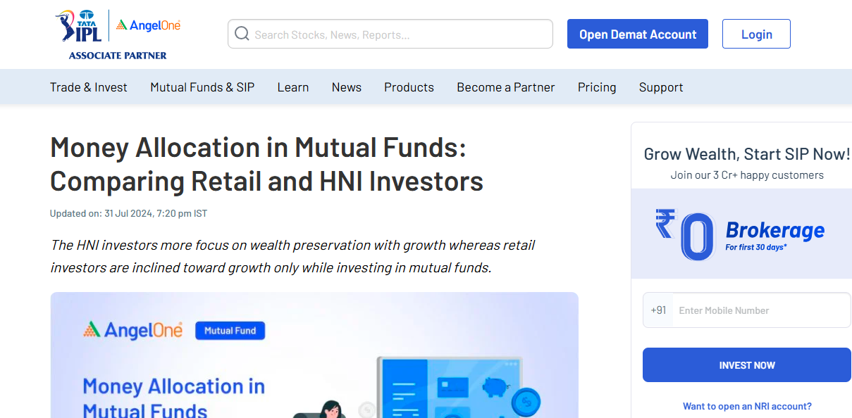 HNIs allocate approximately 47% of their portfolio to equity funds, 25% to hybrid funds, 19% to debt funds, and 8% to passive funds like index trackers into Mutual Funds